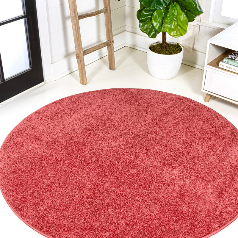 Haze Solid Low-pile Area Rug Red