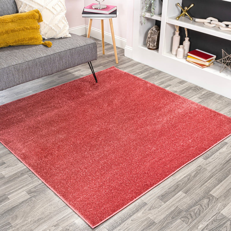 Haze Solid Low-pile Area Rug Red
