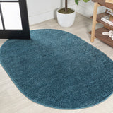 Haze Solid Low-pile Area Rug Turquoise