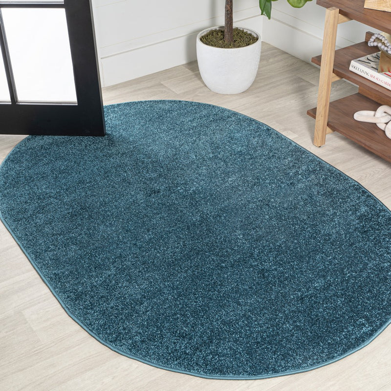 Haze Solid Low-pile Area Rug Turquoise