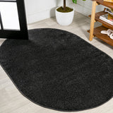 Haze Solid Low-pile Area Rug Black