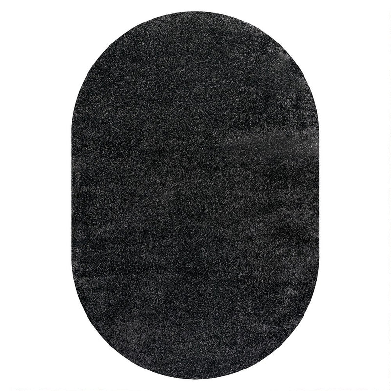 Haze Solid Low-pile Area Rug Black