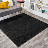 Haze Solid Low-pile Area Rug Black