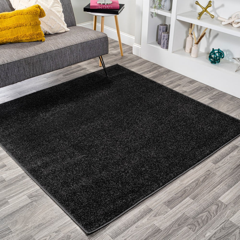 Haze Solid Low-pile Area Rug Black