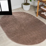 Haze Solid Low-Pile Area Rug Brown