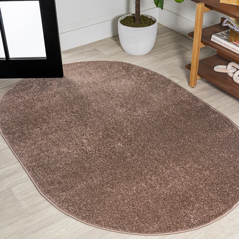 Haze Solid Low-Pile Area Rug Brown