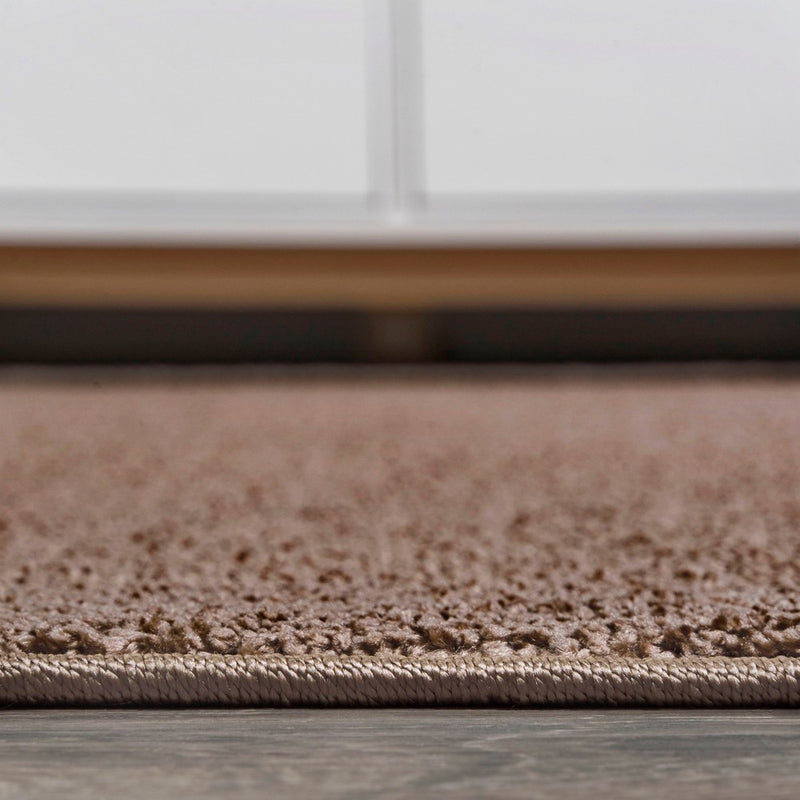 Haze Solid Low-Pile Area Rug Brown