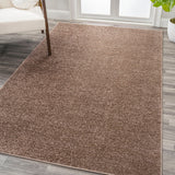 Haze Solid Low-Pile Area Rug Brown