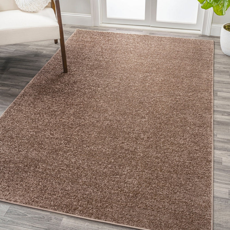 Haze Solid Low-Pile Area Rug Brown