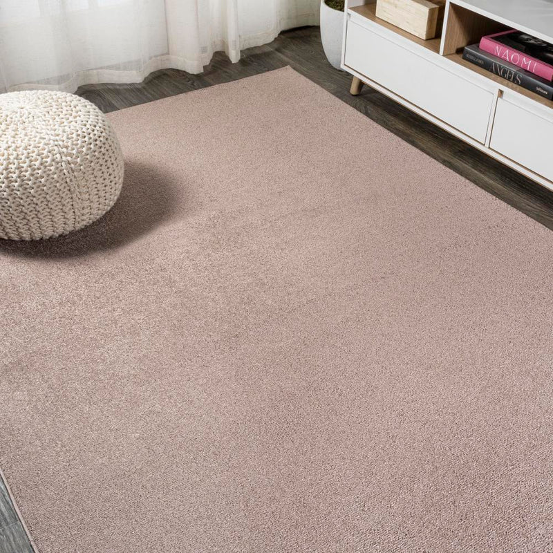 Haze Solid Low-Pile Area Rug Brown