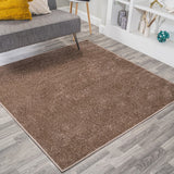 Haze Solid Low-Pile Area Rug Brown