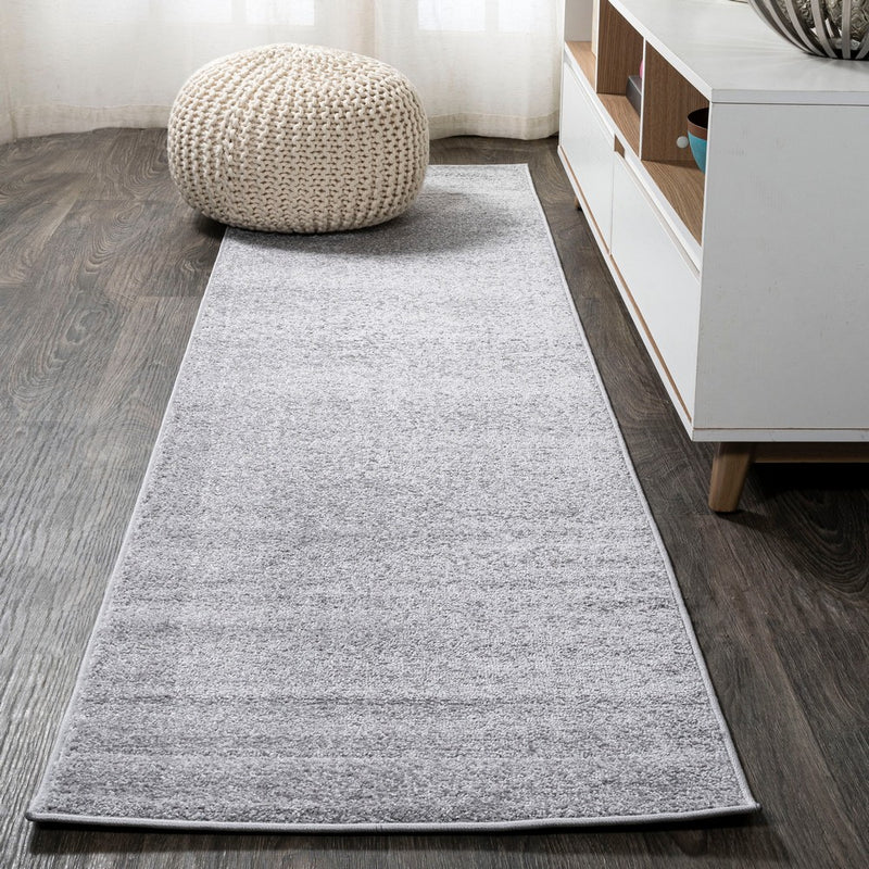 Haze Solid Low-pile Area Rug Light Gray