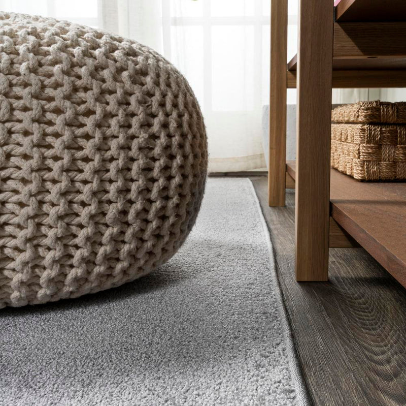 Haze Solid Low-pile Area Rug Light Gray
