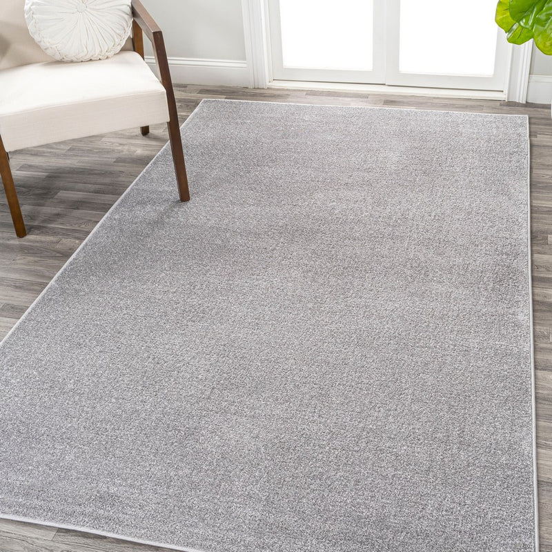 Haze Solid Low-pile Area Rug Light Gray