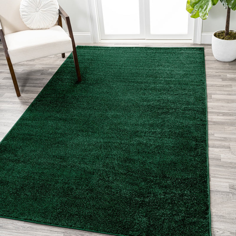 Haze Solid Low-pile Area Rug Emerald