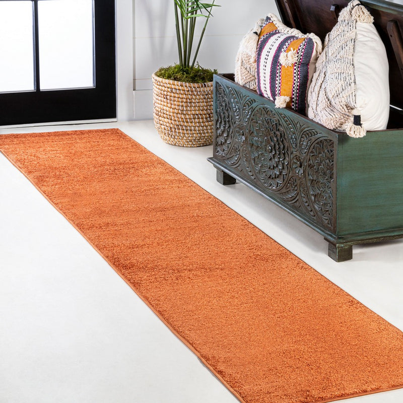 Haze Solid Low-pile Area Rug Orange