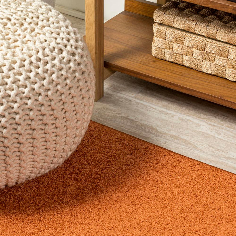 Haze Solid Low-pile Area Rug Orange
