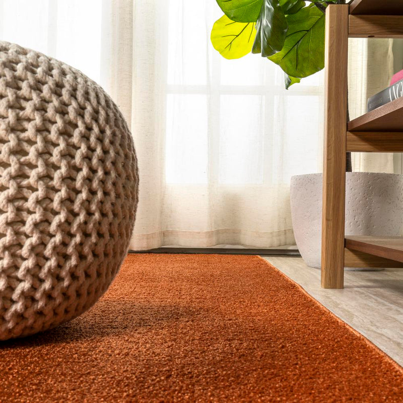 Haze Solid Low-pile Area Rug Orange