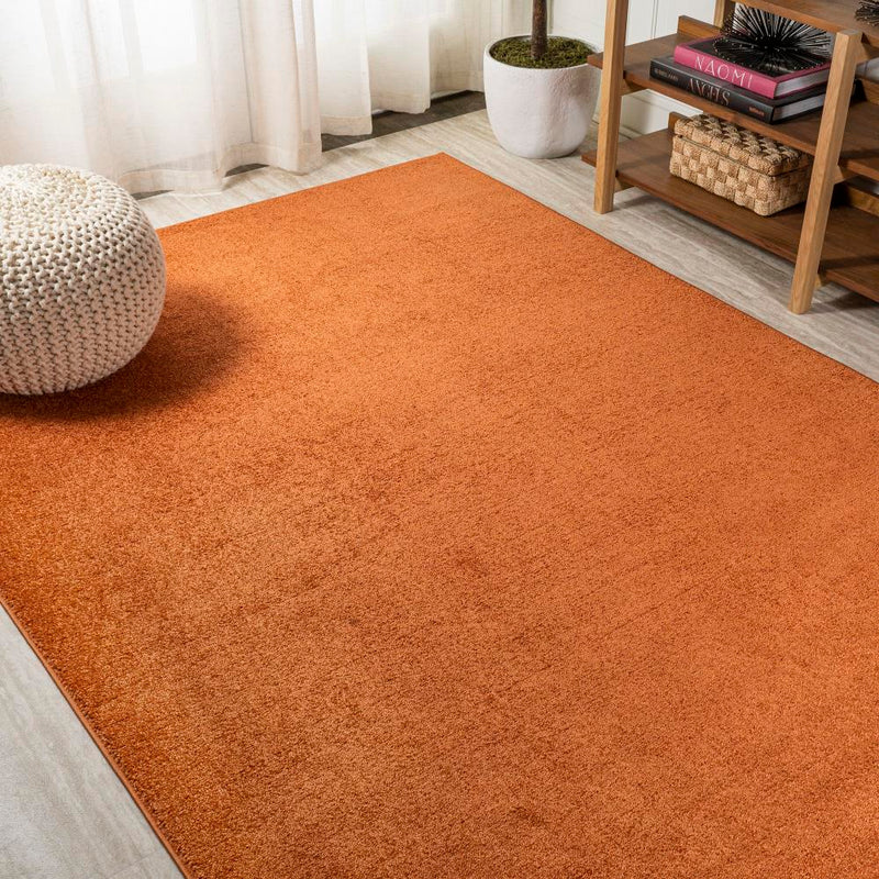 Haze Solid Low-pile Area Rug Orange