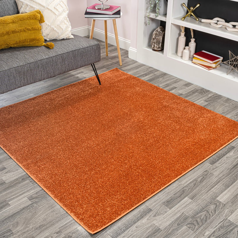 Haze Solid Low-pile Area Rug Orange