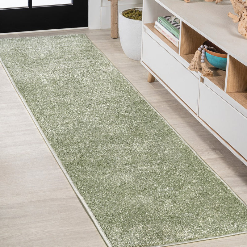 Haze Solid Low-pile Area Rug Green