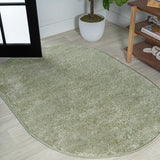 Haze Solid Low-pile Area Rug Green