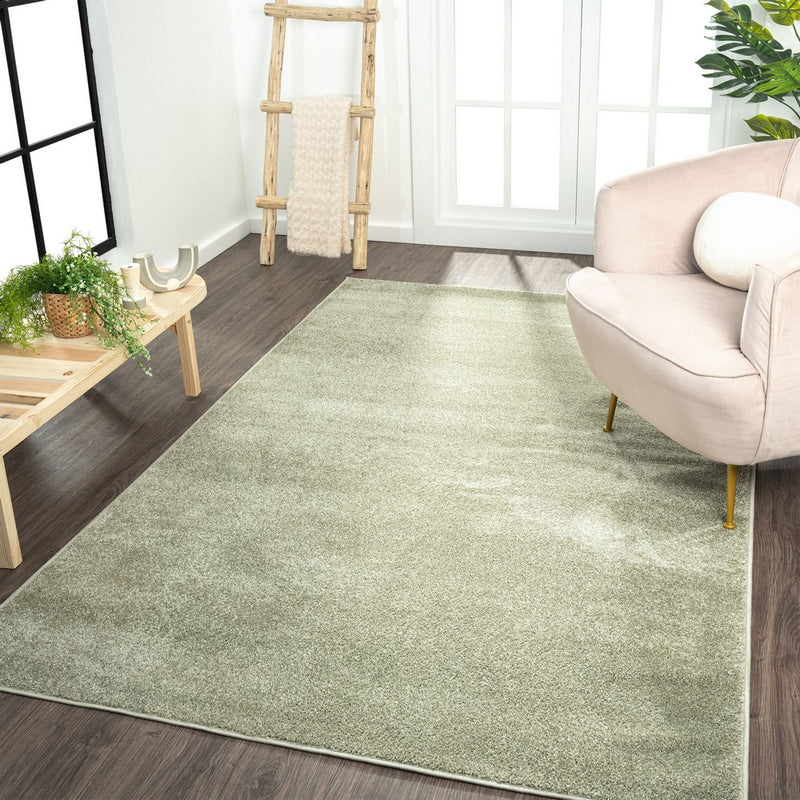 Haze Solid Low-pile Area Rug Green