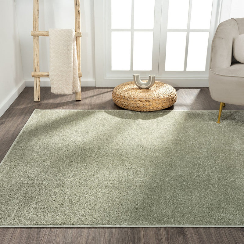 Haze Solid Low-pile Area Rug Green