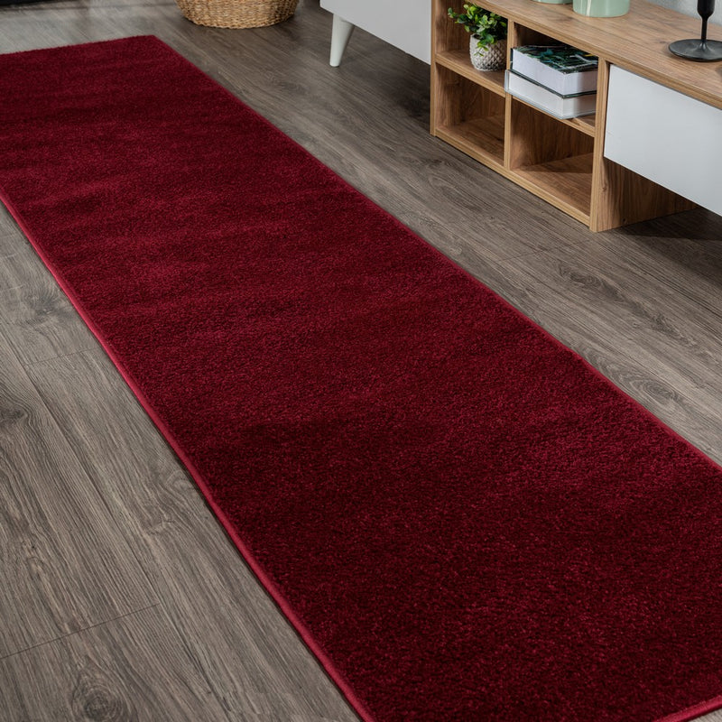 Haze Solid Low-pile Area Rug Dark Red