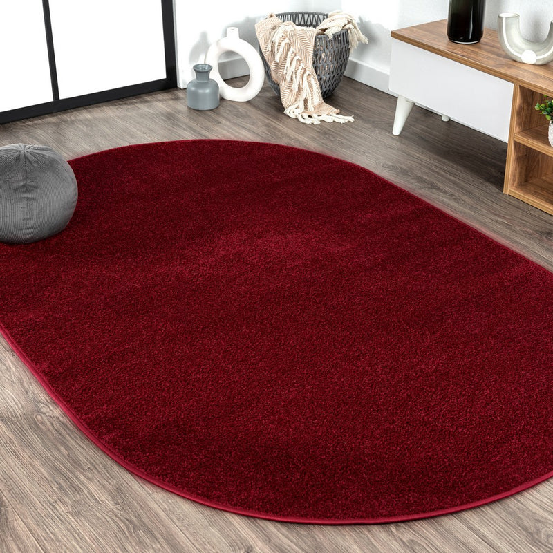 Haze Solid Low-pile Area Rug Dark Red