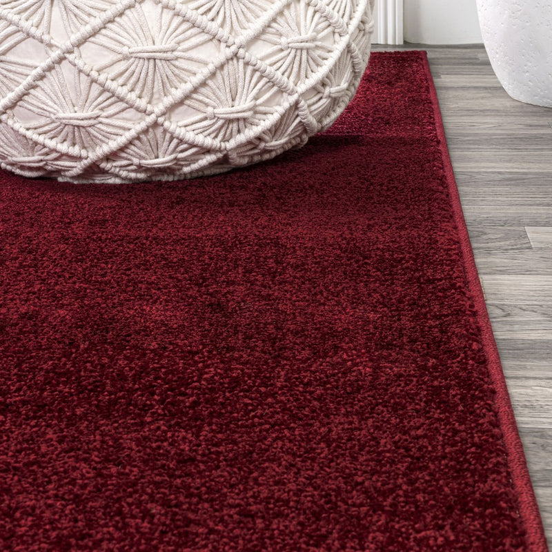 Haze Solid Low-pile Area Rug Dark Red