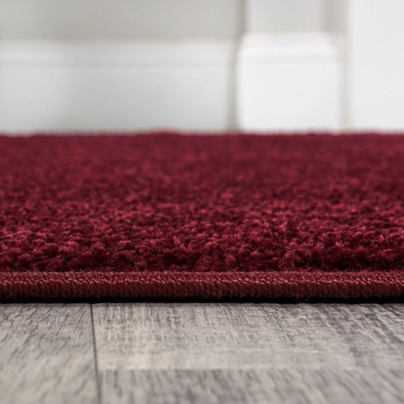 Haze Solid Low-pile Area Rug Dark Red