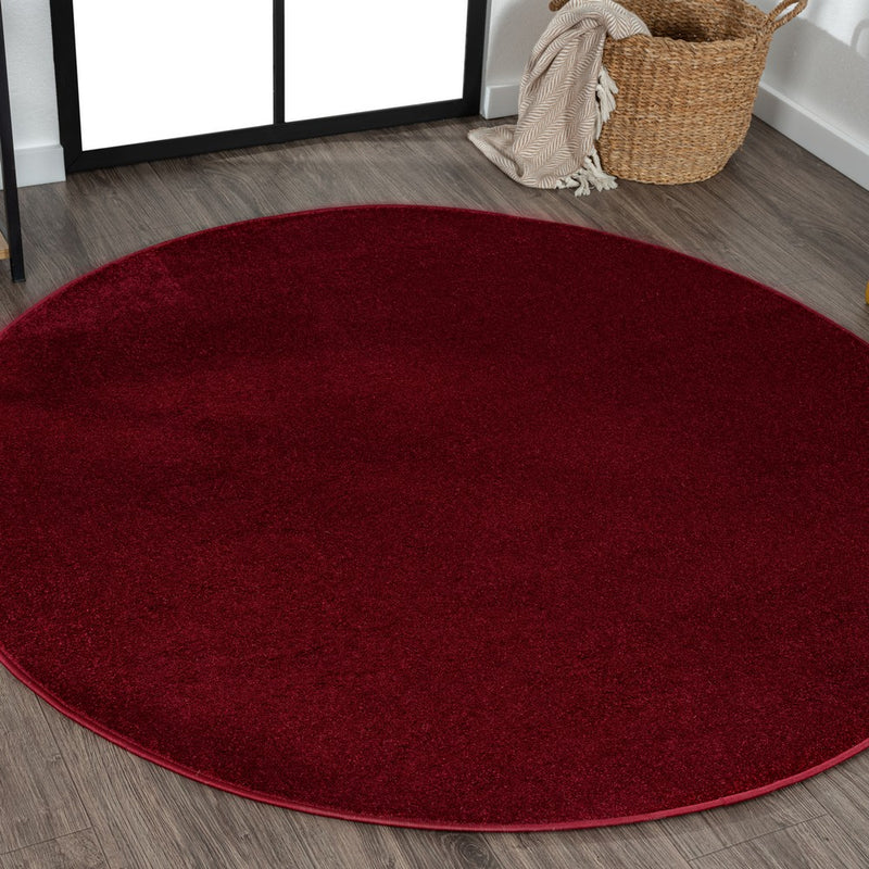 Haze Solid Low-pile Area Rug Dark Red
