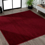 Haze Solid Low-pile Area Rug Dark Red