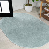Haze Solid Low-pile Area Rug Light Blue