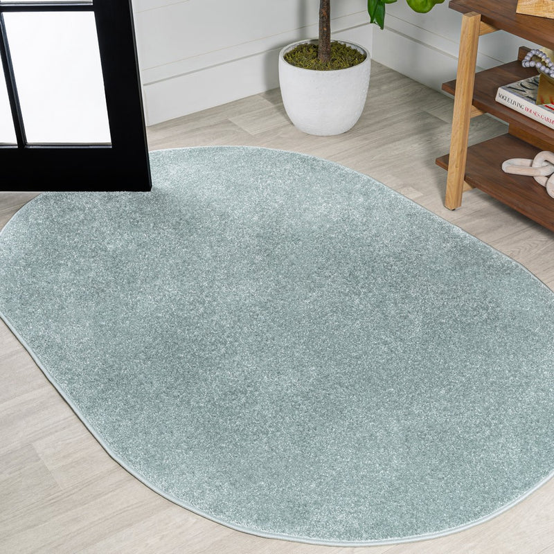 Haze Solid Low-pile Area Rug Light Blue