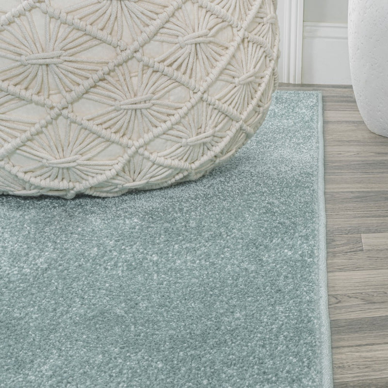 Haze Solid Low-pile Area Rug Light Blue