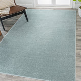 Haze Solid Low-pile Area Rug Light Blue