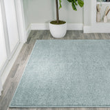 Haze Solid Low-pile Area Rug Light Blue