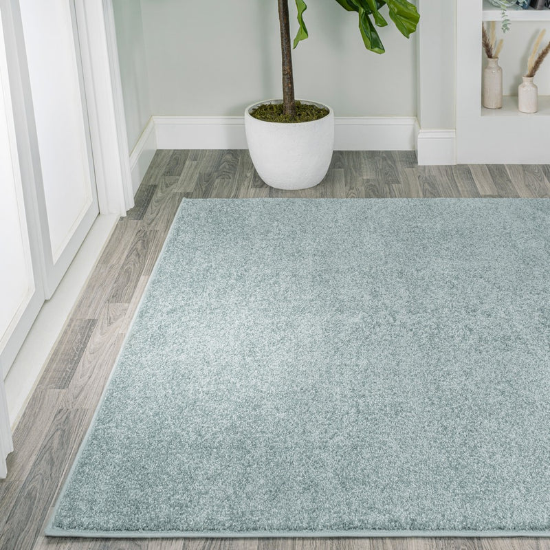 Haze Solid Low-pile Area Rug Light Blue