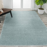 Haze Solid Low-pile Area Rug Light Blue