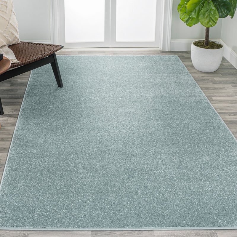 Haze Solid Low-pile Area Rug Light Blue