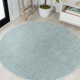 Haze Solid Low-pile Area Rug Light Blue