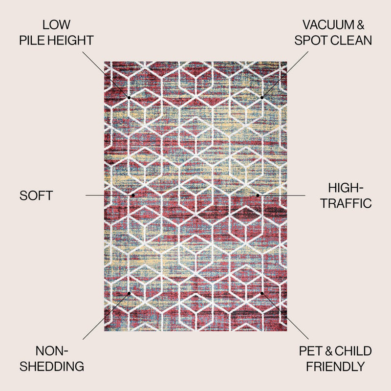 Tumbling Blocks Modern Geometric Area Rug 2