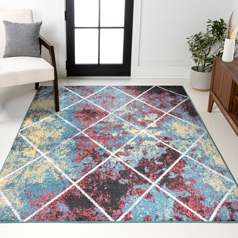 Cole Minimalist Diamond Trellis Area Rug