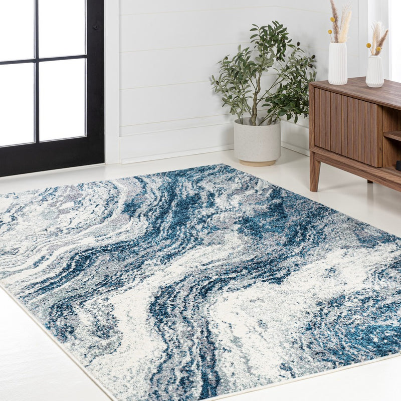 Kassia Contemporary Glam Abstract Marble Area Rug
