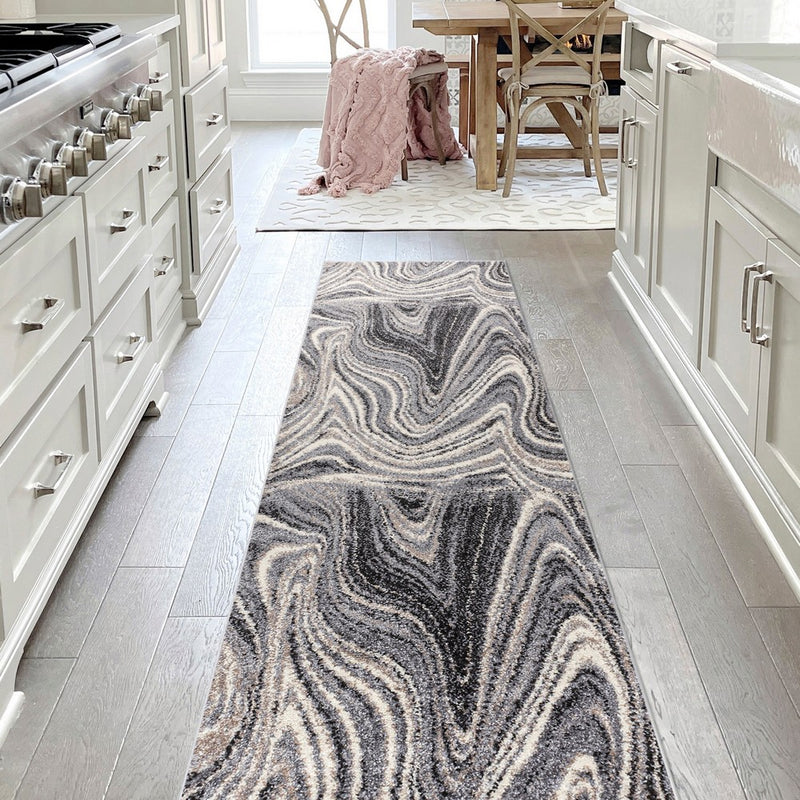 Eleni Contemporary Glam Abstract Marble Area Rug