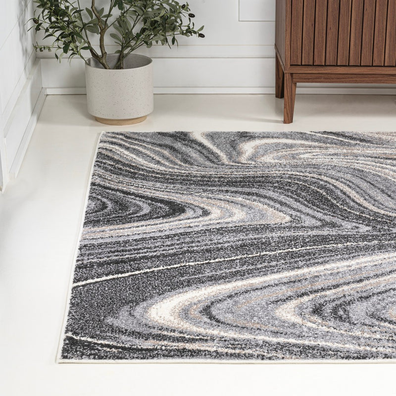 Eleni Contemporary Glam Abstract Marble Area Rug