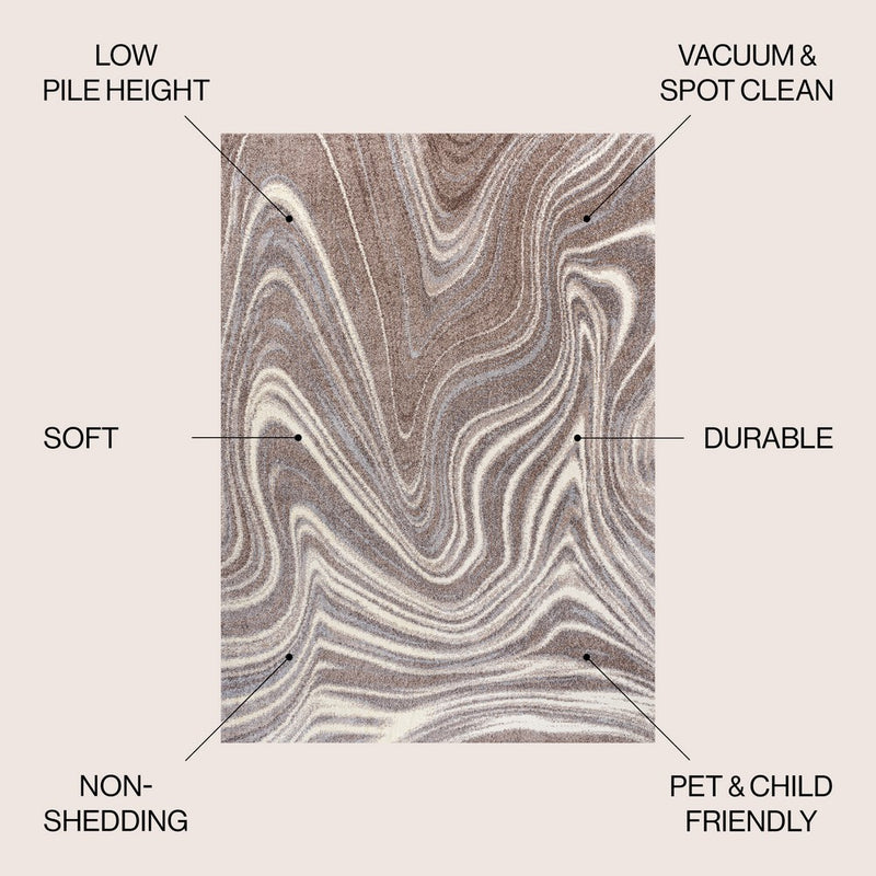 Eleni Contemporary Glam Abstract Marble Area Rug