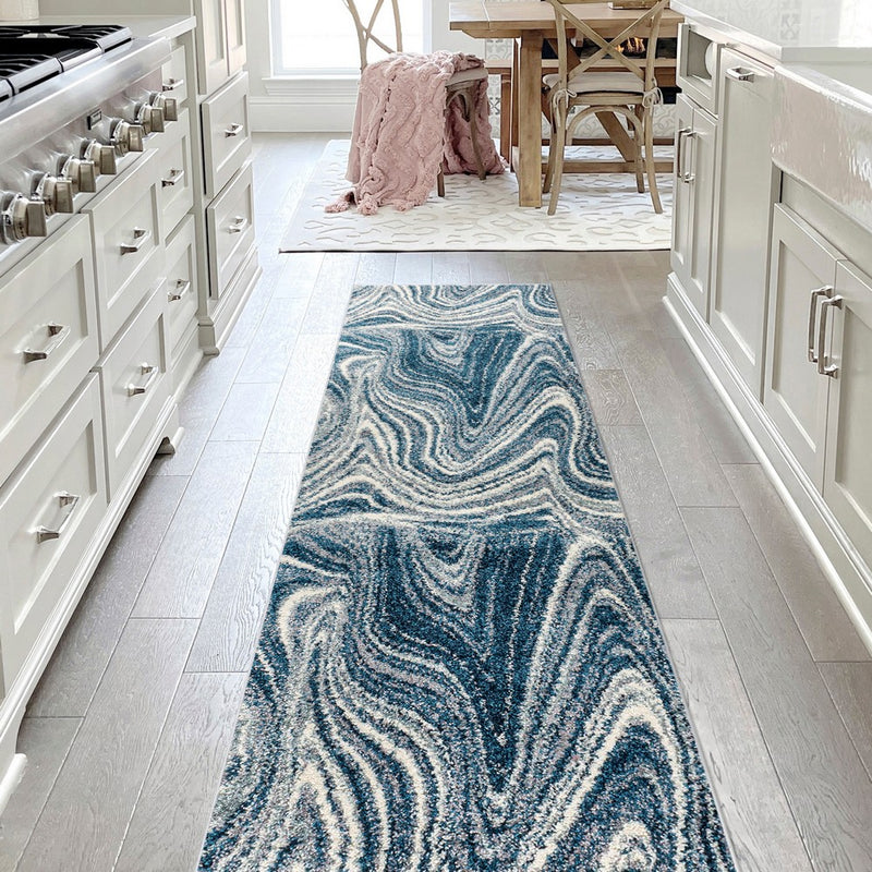 Eleni Contemporary Glam Abstract Marble Area Rug